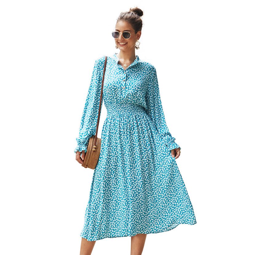 Floral Long Sleeve Shirt Dress for Women Casual Summer Style Available in Multiple Sizes Wholesale Ready to Ship