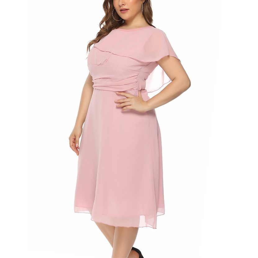 Plus Size Chiffon A Line Dress Elegant Mid Length Flattering Fit Perfect for Casual or Formal Oc