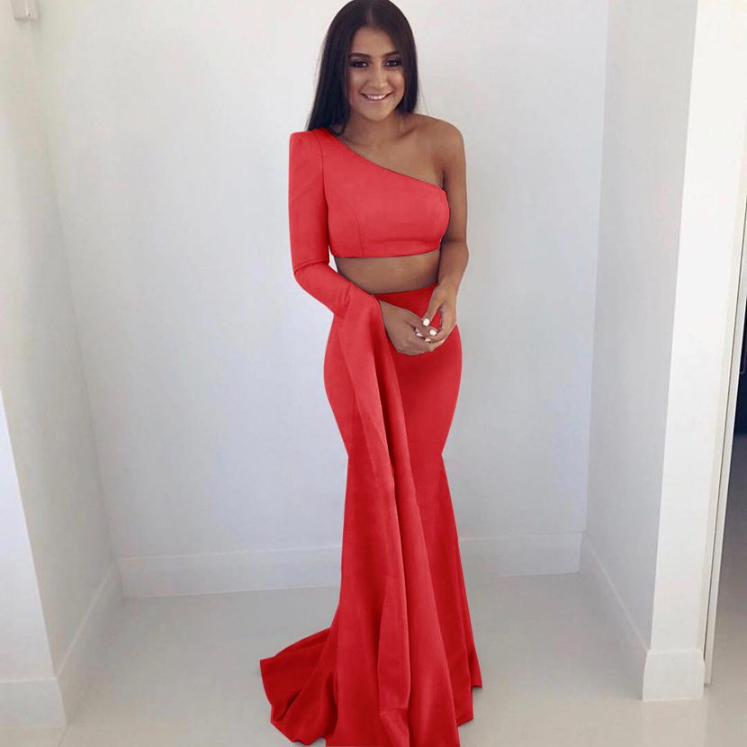 Summer Maxi Dress Sexy One Shoulder Cropped Design Elegant Fabric Perfect for Parties and Events