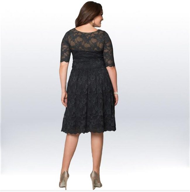 Plus Size Lace Dress Elegant Solid Color Available in Black and Blue Wholesale Low MOQ bulk order custom packaging