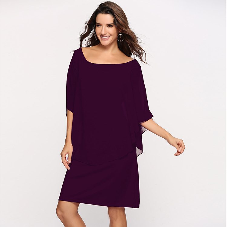 Plus Size Womens Chiffon Dress Layered Look Flattering Fit Elegant Style Perfect for Parties and