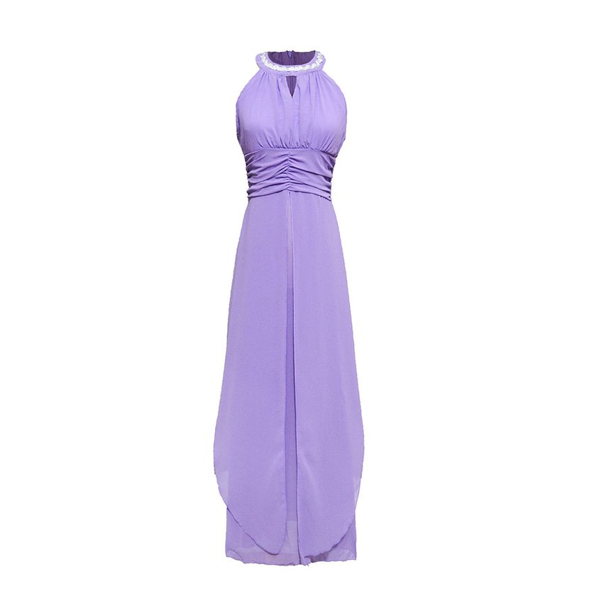 Backless Beaded Maxi Dress Chiffon Fabric Off Shoulder Design Elegant Style Perfect for Parties