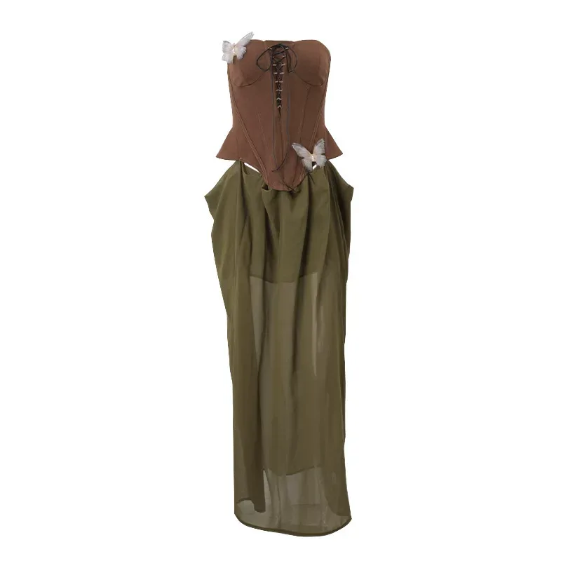 Fashion Vintage High Waisted Bow Design Sexy Midi Skirt for Women Spring Collection Elegant Styl