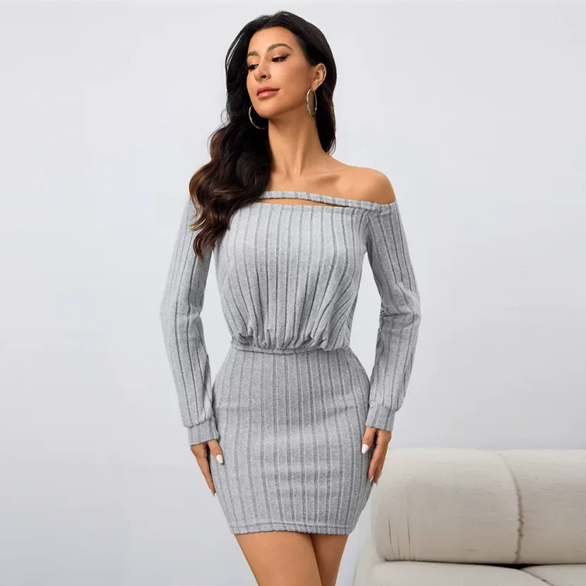 Off Shoulder Bodycon Dress Sexy Fit Short Length Spring Summer Style Wholesale Available custom