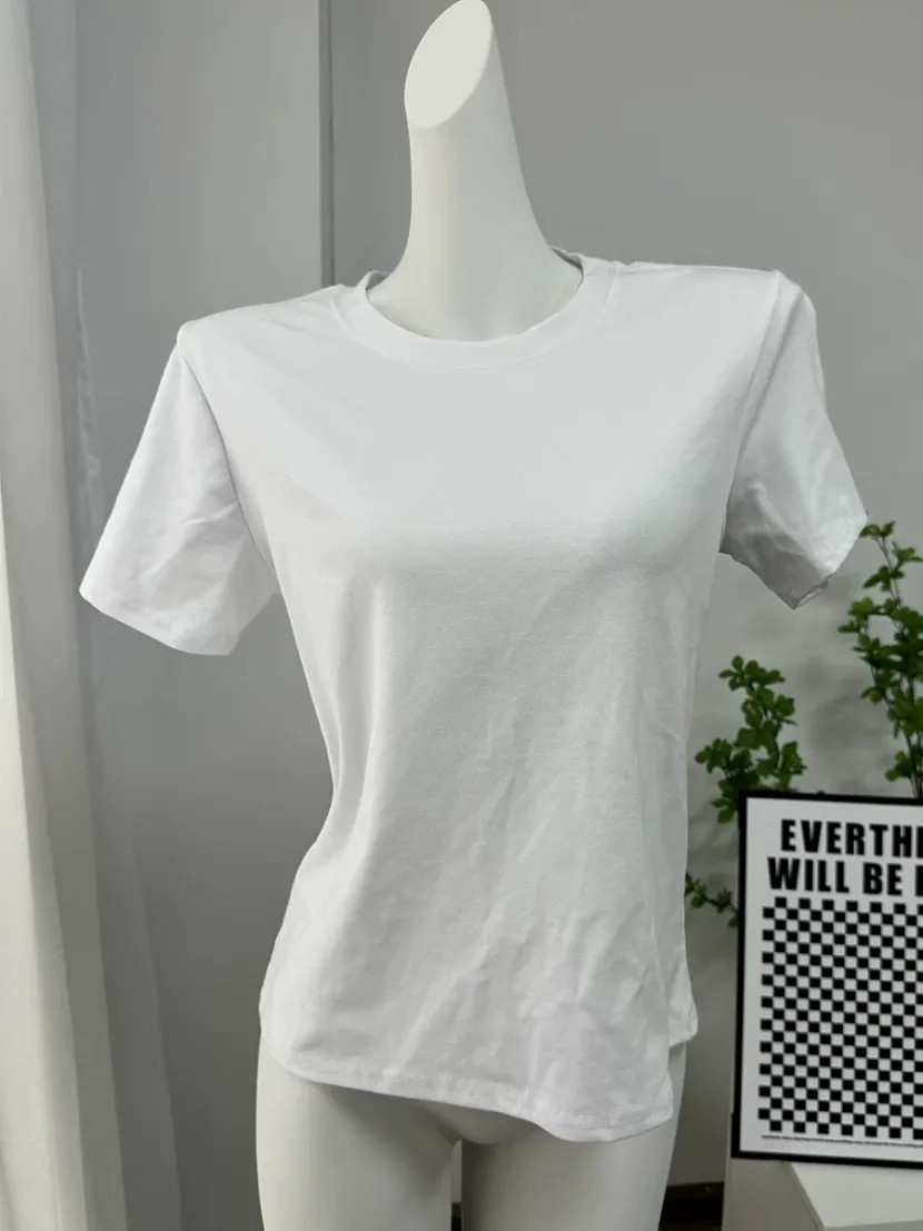 Womens Basic Solid Color T Shirt Slim Fit Short Sleeve Comfortable Fabric Casual Spring Summer W