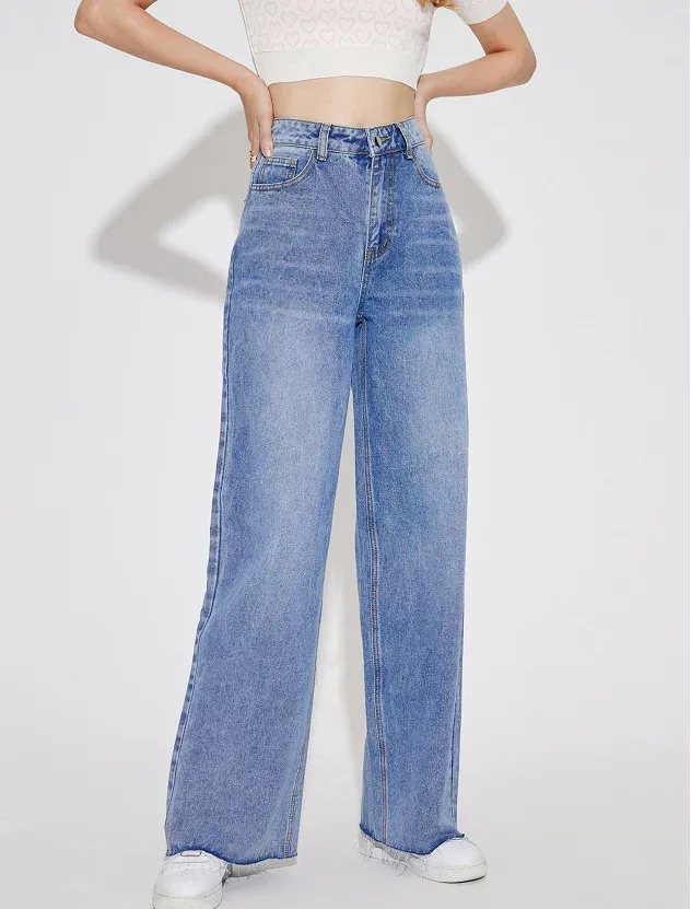 Wide Leg Straight Leg Jeans Casual Versatile Comfortable Womens Fashion for Everyday Wear Wholes
