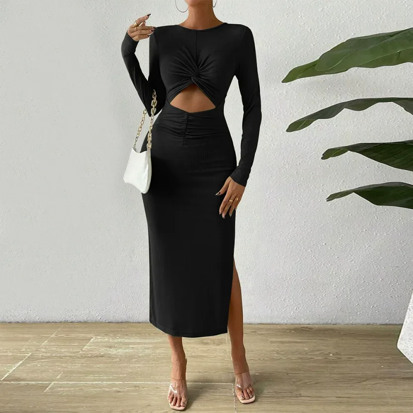 Sexy Hollow Out Split Bodycon Dress Spring Summer Collection Perfect for Parties Wholesale Avail