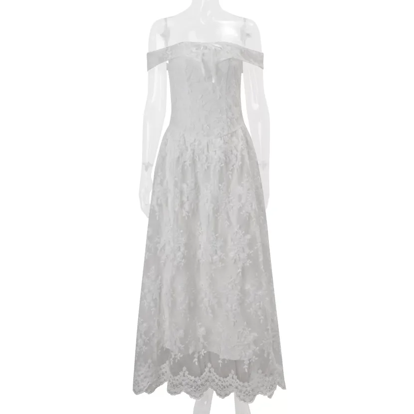 Elegant Off Shoulder Sleeveless Dress French Style Sweet Aesthetic High Quality Fabric Spring Su