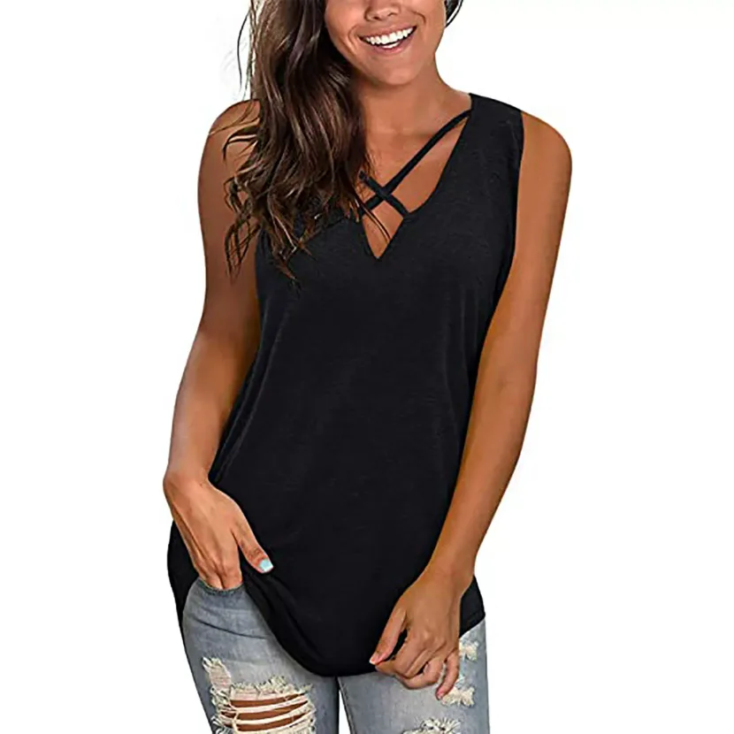 Sleeveless T Shirt Summer Fashion Solid Color Lightweight Fabric Casual Wear Wholesale Available