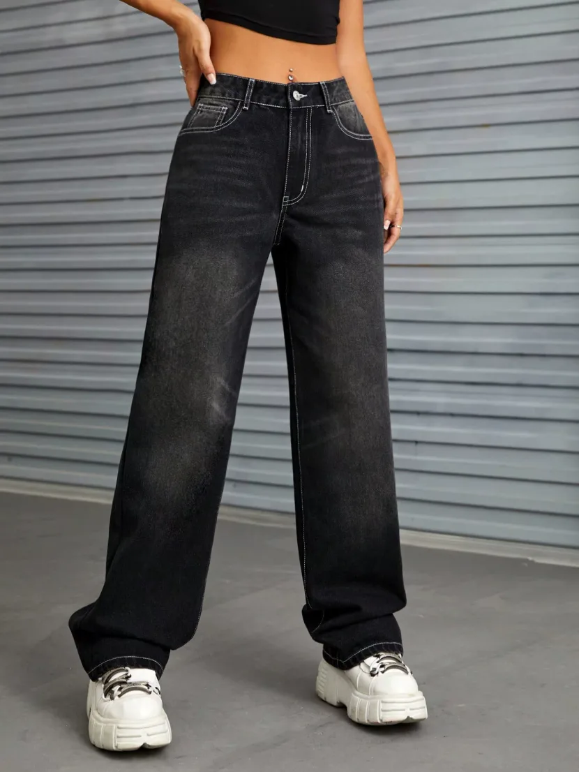 Wide Leg Denim Trousers Slim Fit Trendy Style Casual Wear Wholesale Available low MOQ fast shipp