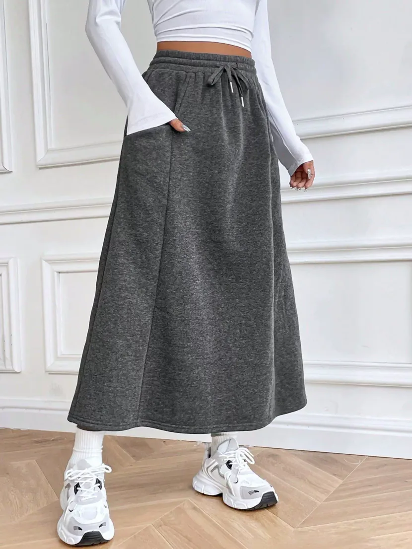 Casual Midi Skirt Elastic Waist Versatile Design Autumn Winter Style Wholesale Availability bulk