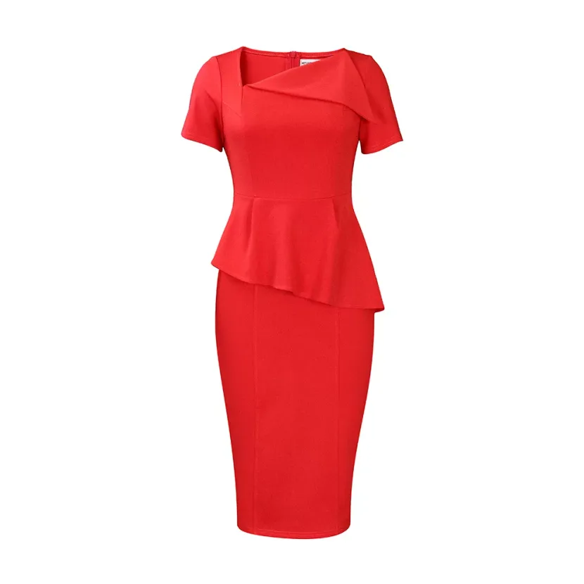 Elegant Womens Dress Asymmetrical Neckline Chic Style Suitable for Office Wear Wholesale Availab