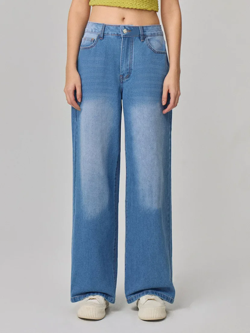 Wide Leg Denim Trousers Casual Style European and American Fashion Comfortable Fit Wholesale Ava