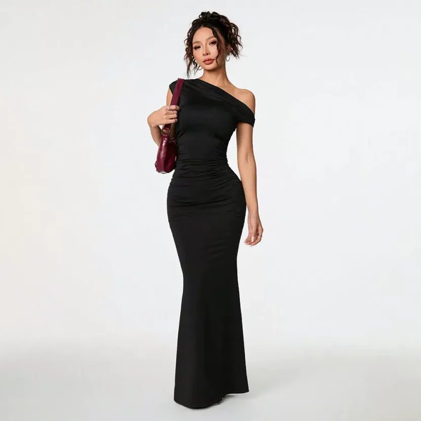 Summer Off Shoulder Black Evening Dress Elegant Sexy Celebrity Style Perfect for Parties and For