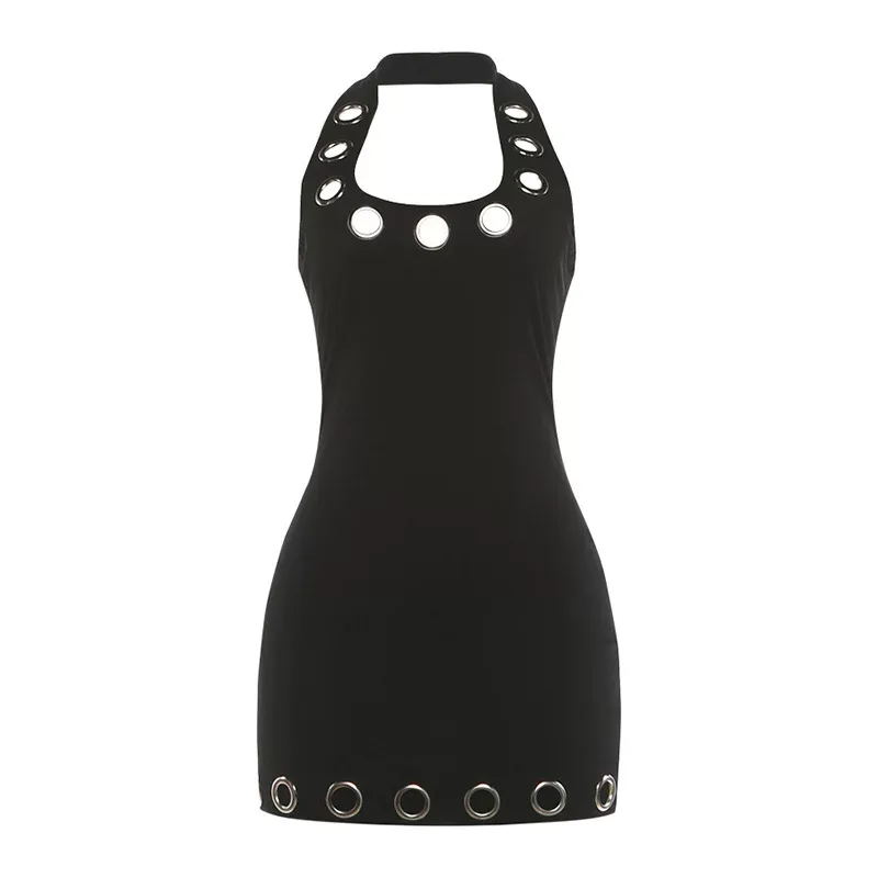 Summer Womens Bodycon Dress U Neck Halter Backless Slim Fit Fashionable for Parties and Events W