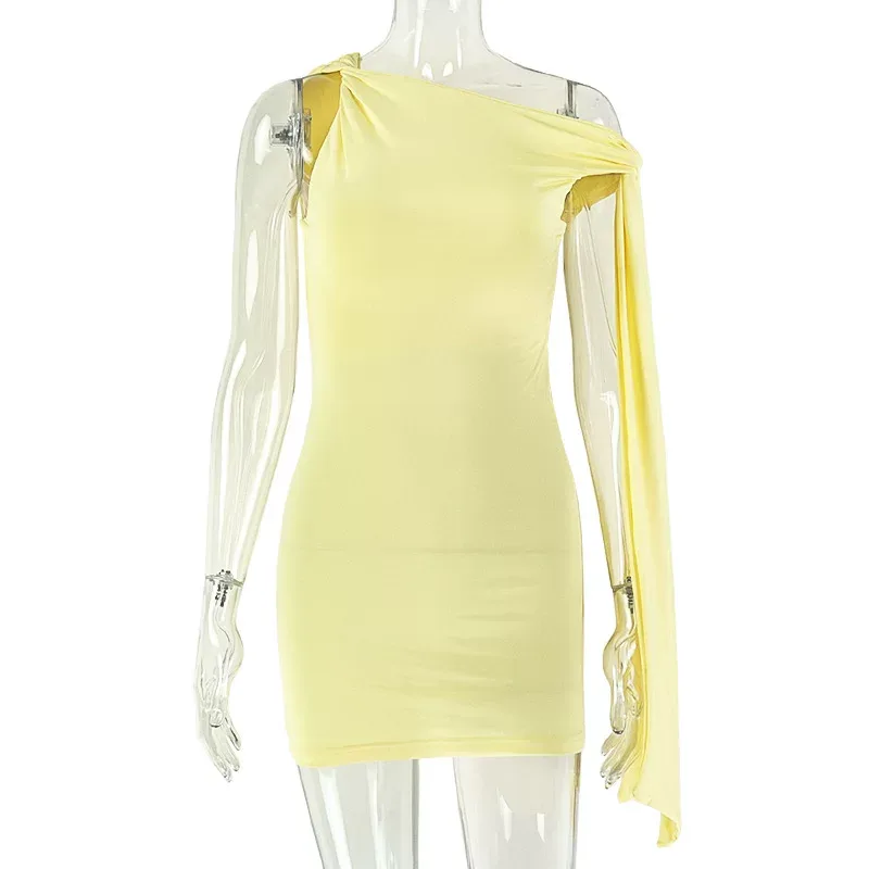 Fashionable Solid Color Ruched Bodycon Dress Off Shoulder Tie Detail Casual Style Perfect for Da