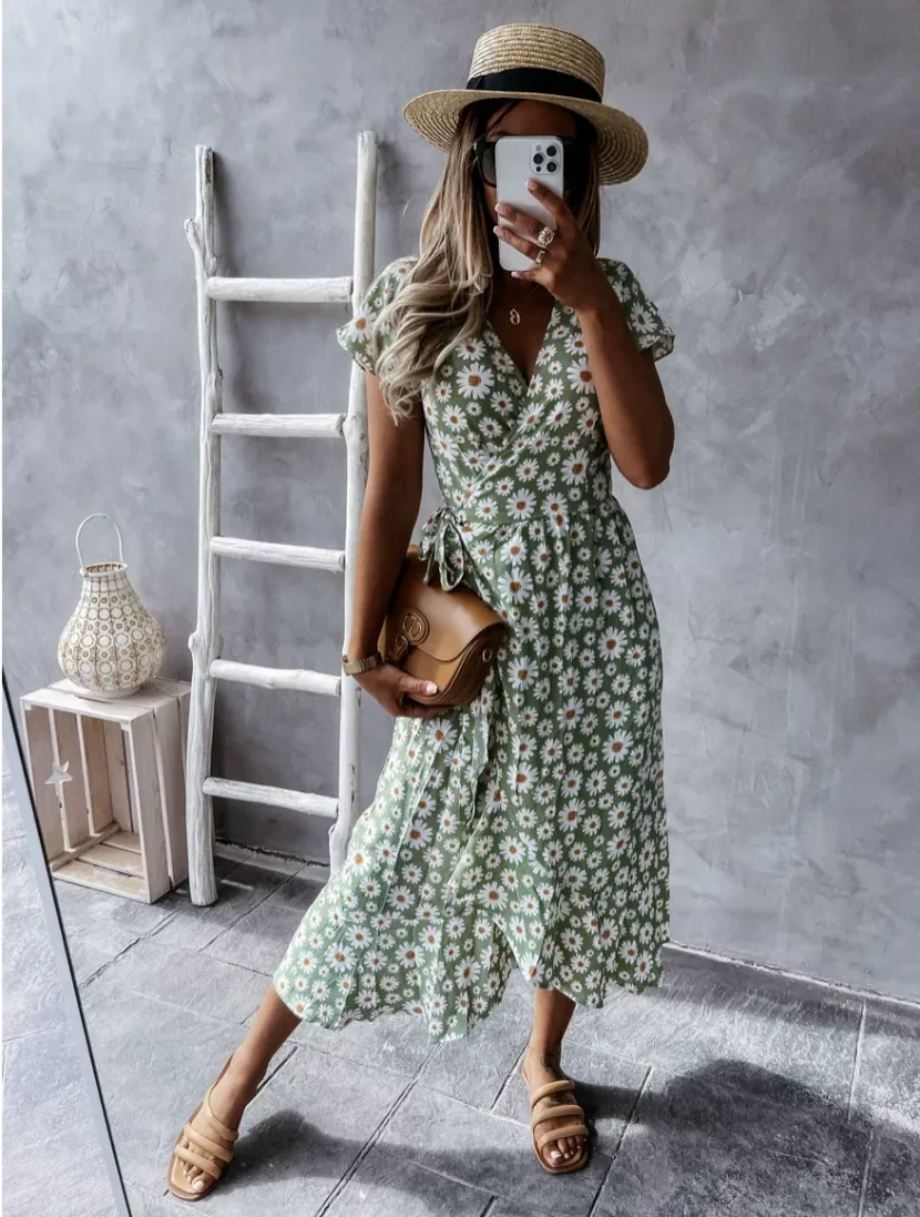 Summer Dress Casual Style Short Sleeve Lightweight Fabric Perfect for Everyday Wear Ready to Shi