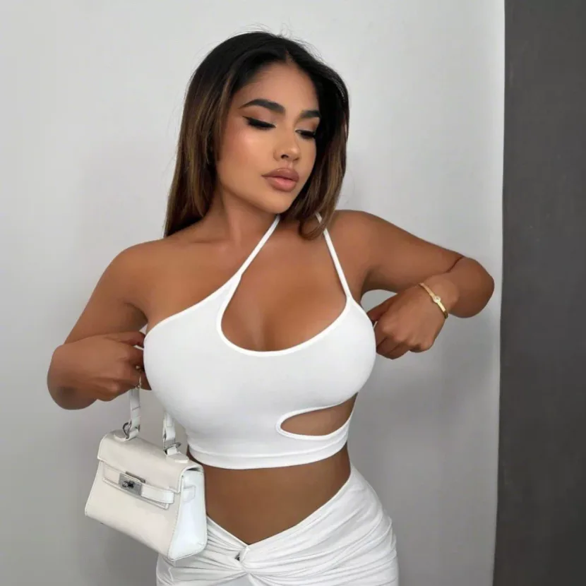 Womens Sexy Asymmetrical One Shoulder Crop Top Spring Summer Collection Trendy Design Comfortabl