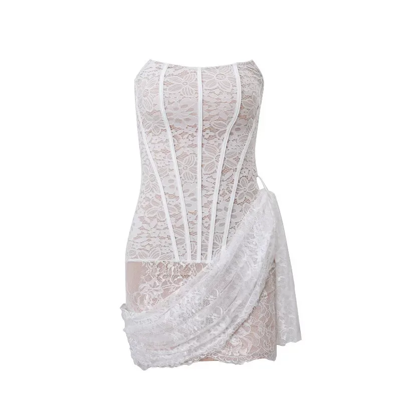 Womens Sexy Lace Mesh Off Shoulder Bodycon Dress Elegant Sheer Design Slim Fit Perfect for Fall