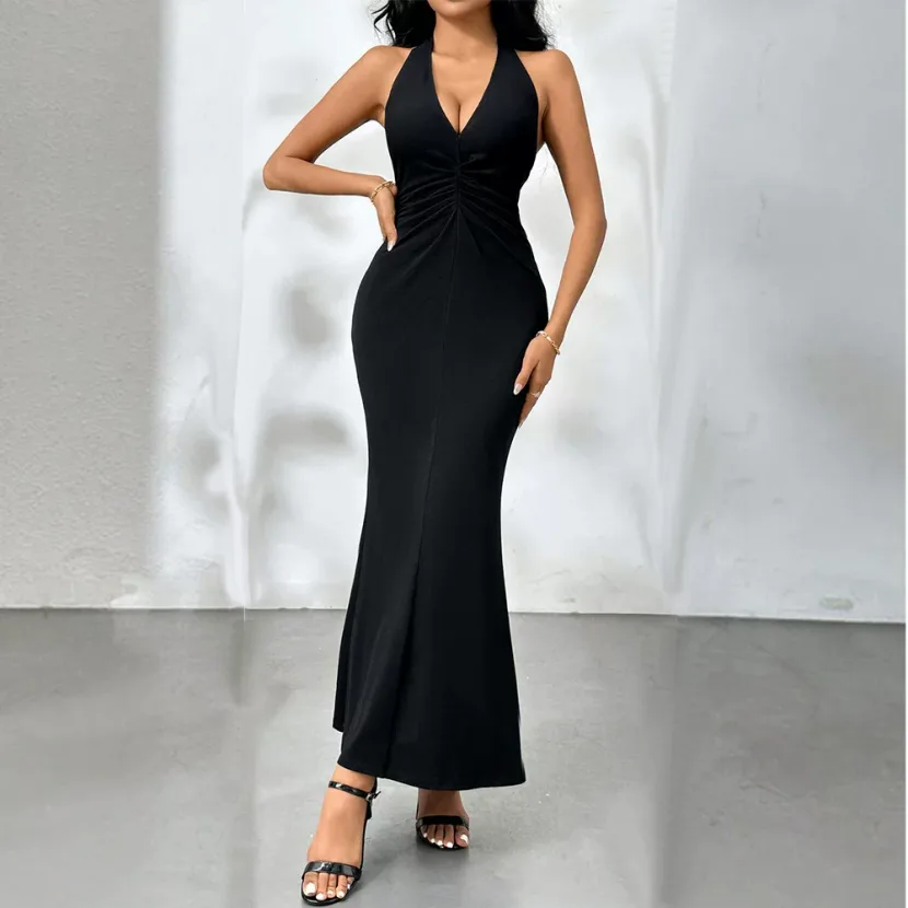 Elegant V Neck Backless Maxi Dress Sexy Party Ready Sophisticated Style Perfect for Evening Even