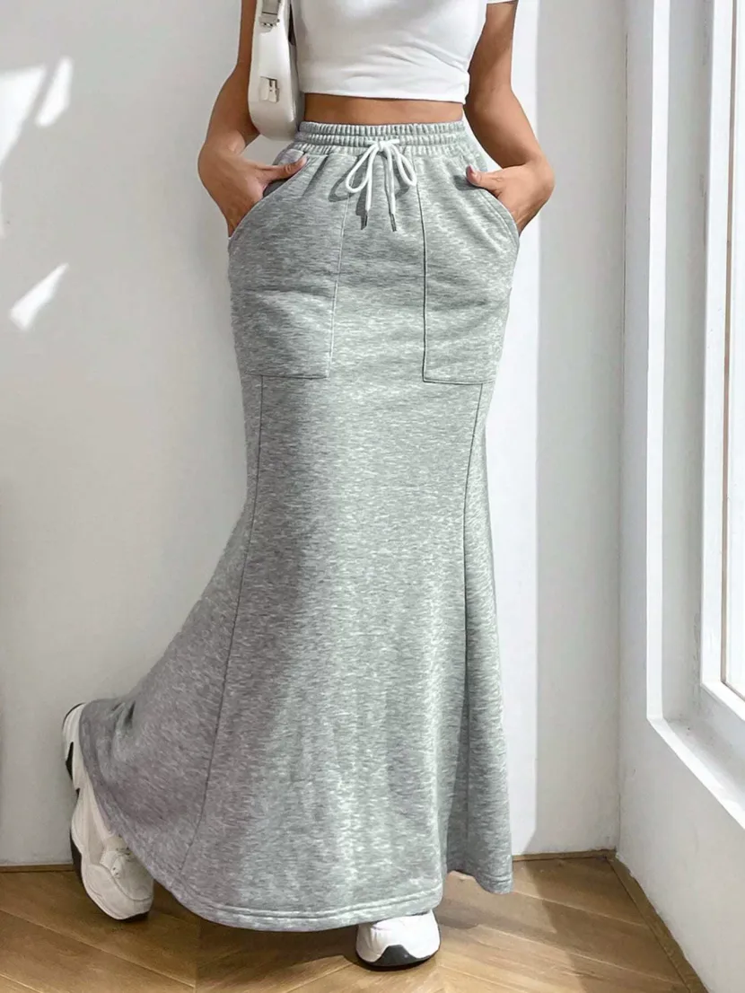 Casual A Line Midi Skirt Simple Design Versatile Style Spring Summer Wear Wholesale Available