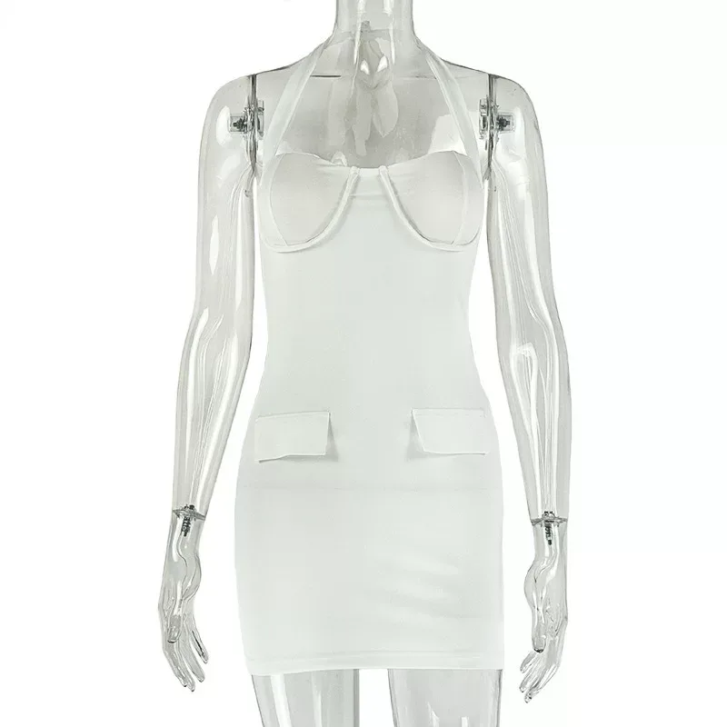 Slim Fit Backless Bodycon Dress Solid Color Sexy Elegant Perfect for Parties and Night Out Whole