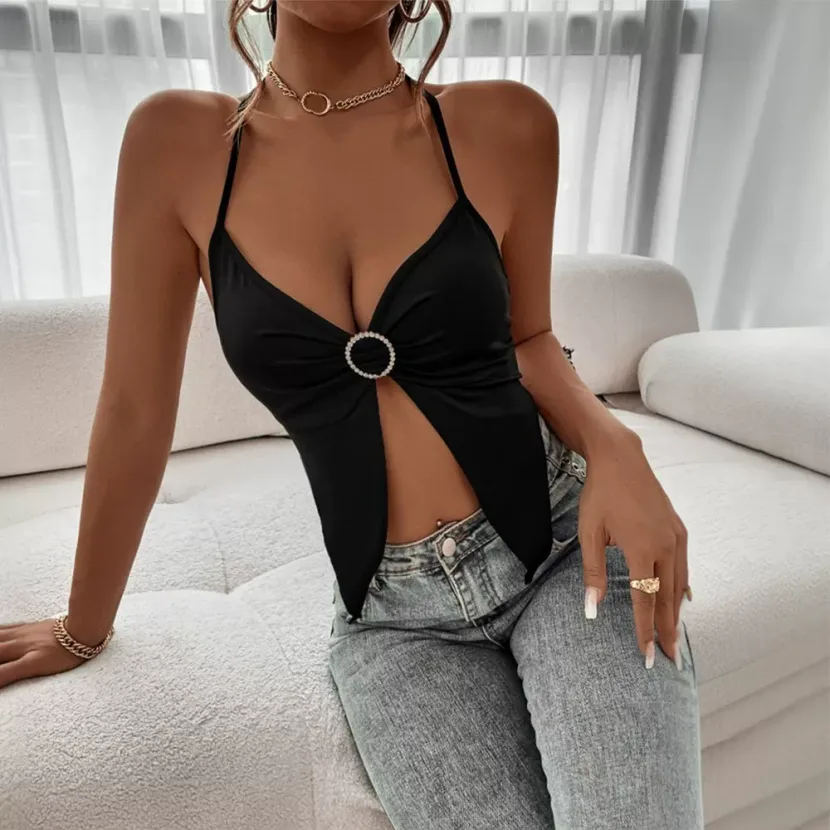 Womens Sexy Halter Neck T Shirt Backless Design Trendy Style Spring Summer Fashion Wholesale Ava
