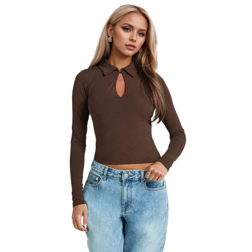 Womens Long Sleeve Hollow Out Turtleneck Top Sexy Fit Spring Summer Style Perfect for Layering o