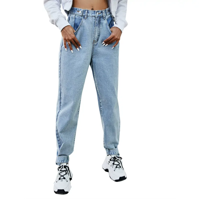 High Waisted Wide Leg Jeans Loose Fit Slimming Design Denim Fabric Casual Wear for Women Wholesa