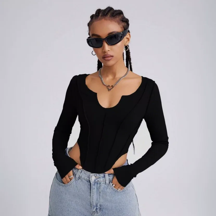 Womens Streetwear T Shirt Spring Summer Collection Fashionable Reverse Stitch Design Wholesale A