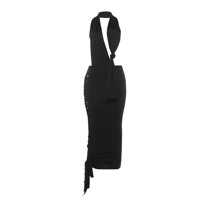 Summer Womens Dress Fashionable Halter Neck Backless Unique Tie Design Bodycon Style Perfect for