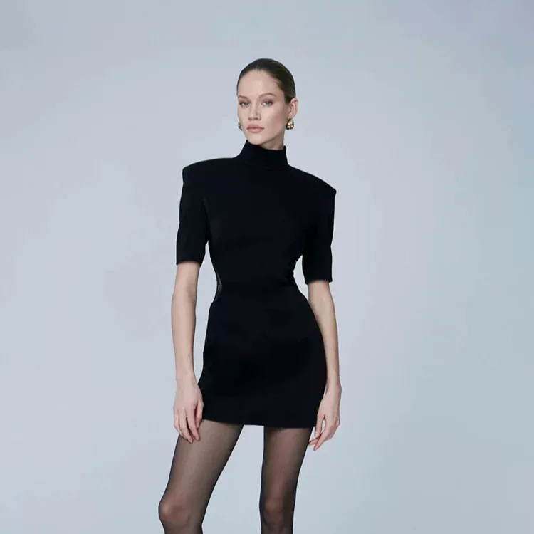 Lace Panel Sheer Bodycon Dress Elegant Solid Color Trendy Style Perfect for Parties Wholesale Av