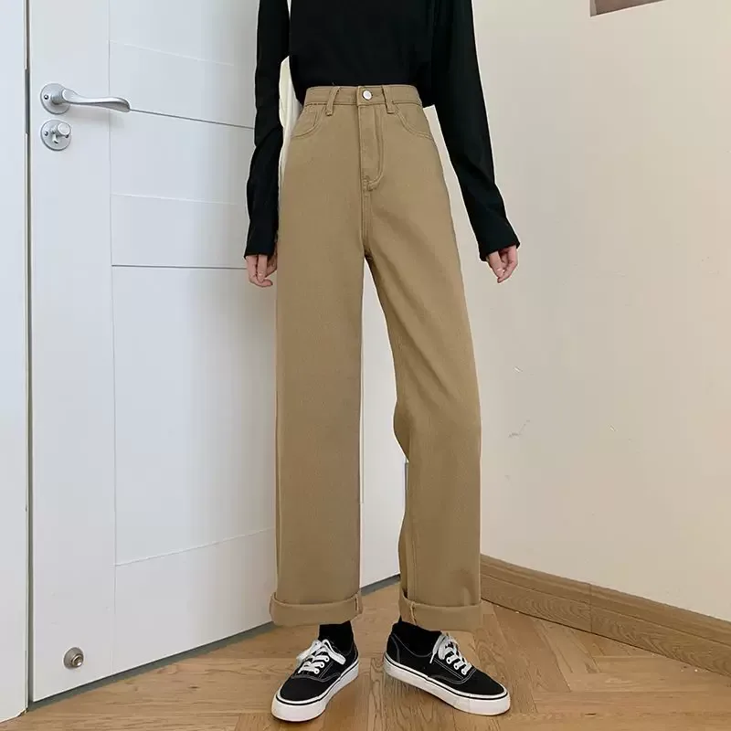 牛仔裤女2023新款韩版休闲老爹长裤直筒宽松高腰显瘦阔腿拖地裤潮