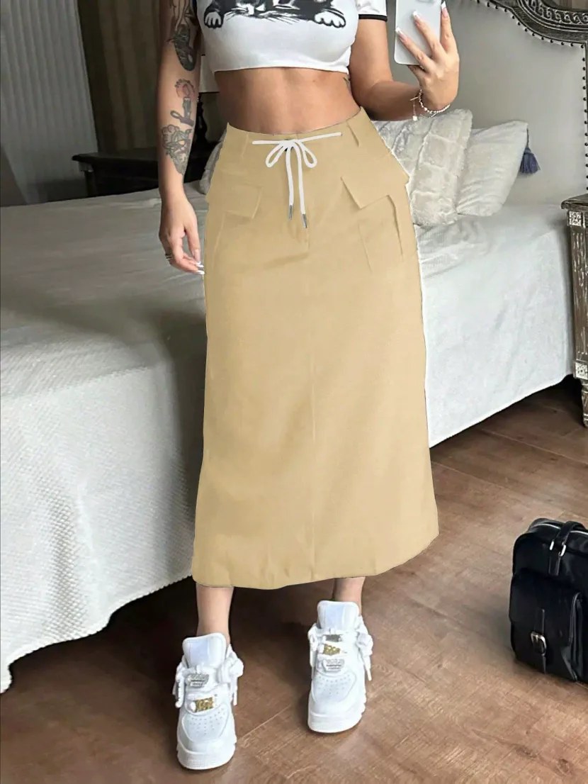 Elegant Solid Color Midi Skirt Versatile Chic Design Perfect for Casual or Formal Occasions Whol