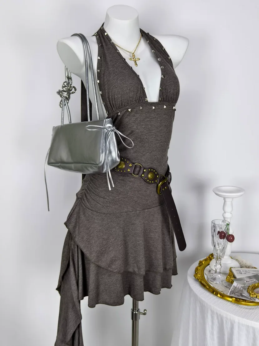 Summer Sleeveless Halter Dress Beaded Detail Sexy Style Perfect for Parties and Events Ready to