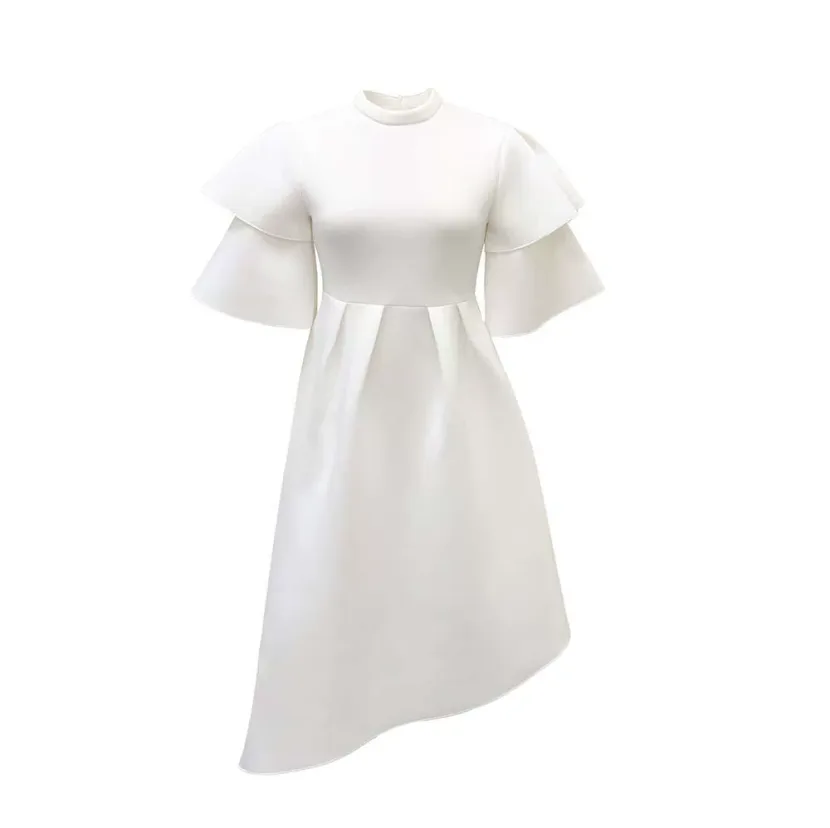 Plus Size Womens A Line Dress Solid Color Double High Neck Elegant Style Perfect for Evening Par