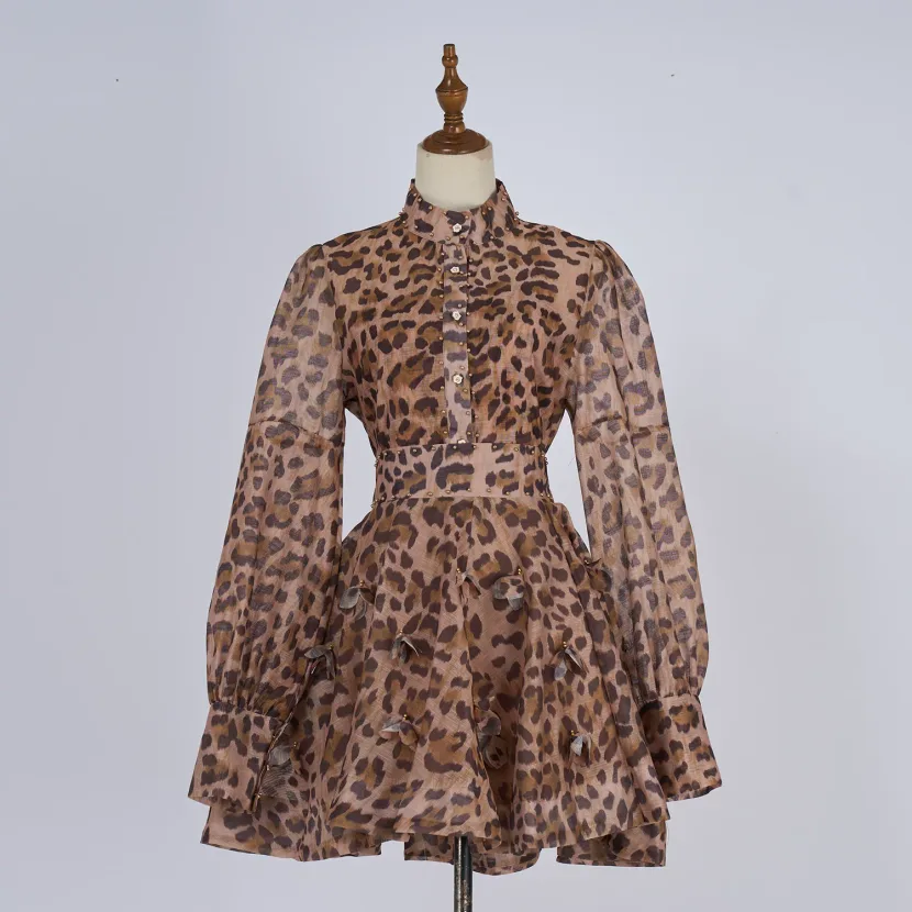 Vintage Floral Print Beaded Lantern Sleeve Top and A Line Skirt Two Piece Set for Women Wholesale Fashion Casual Outfit
