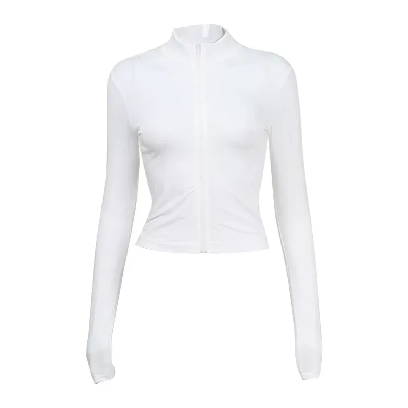 Womens Long Sleeve Zip Up Cardigan Slim Fit Half High Neck Trendy Style Perfect for Casual Outin