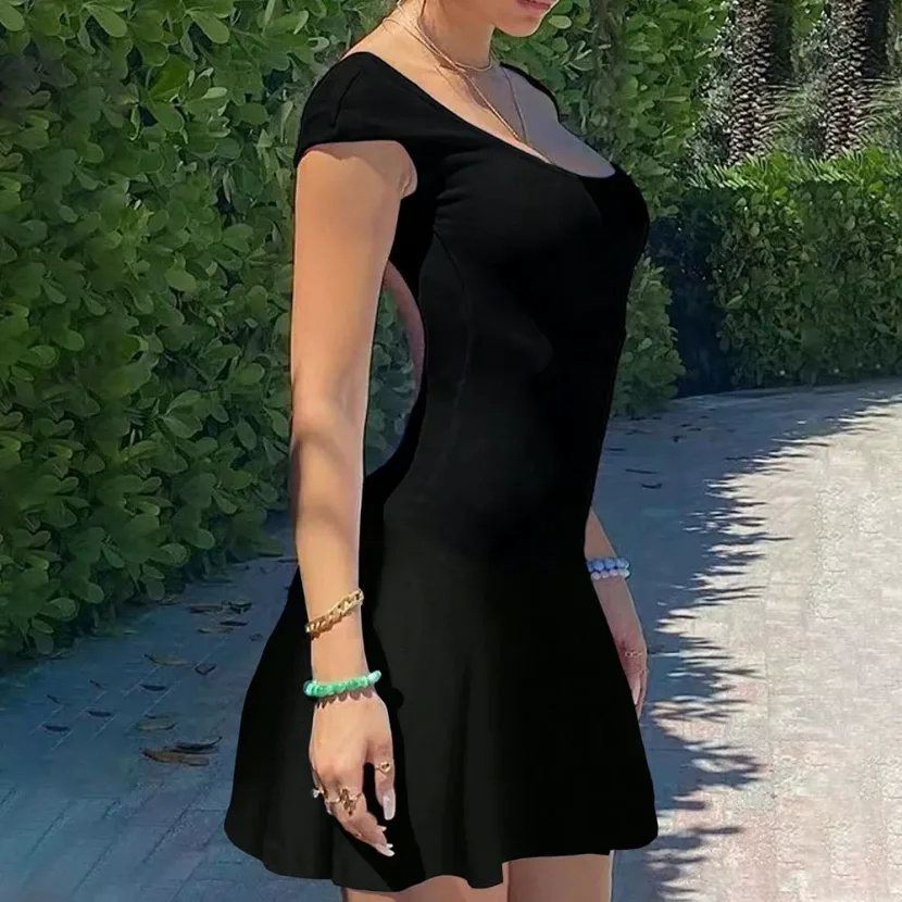 French Style Summer Dress Backless Slim Fit Elegant Design Perfect for Parties and Casual Outing