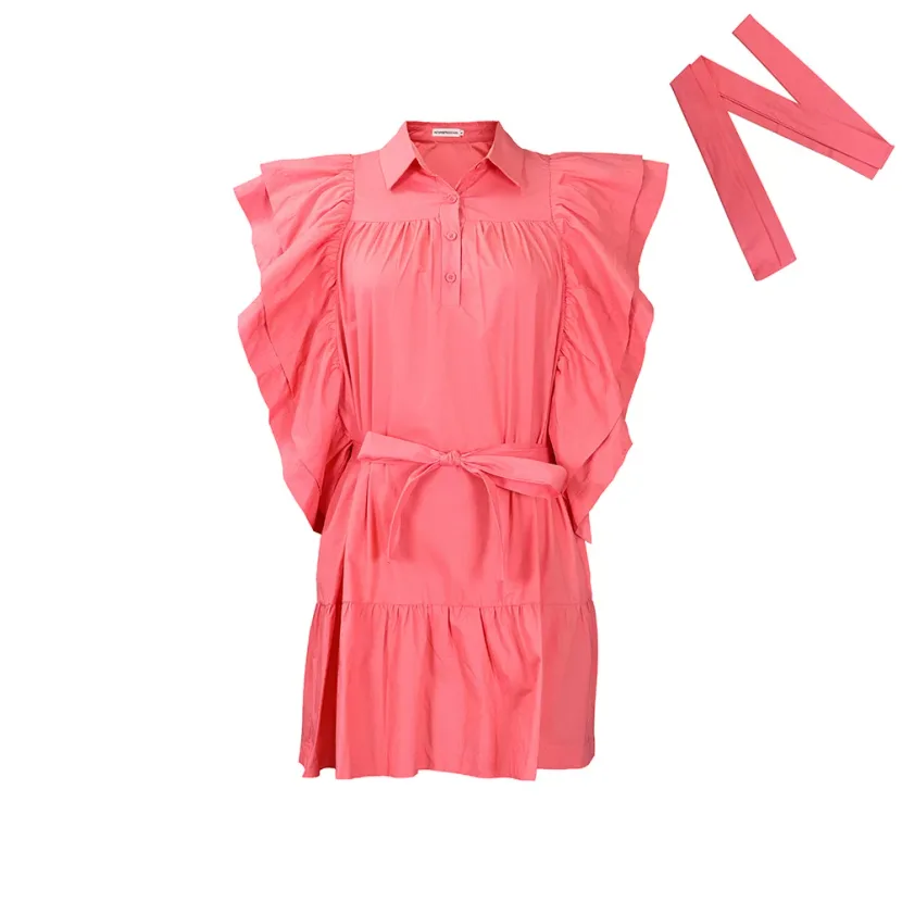 Plus Size Womens A Line Dress Fashion Lapel Collar Flutter Sleeves Comfortable Fabric Casual or