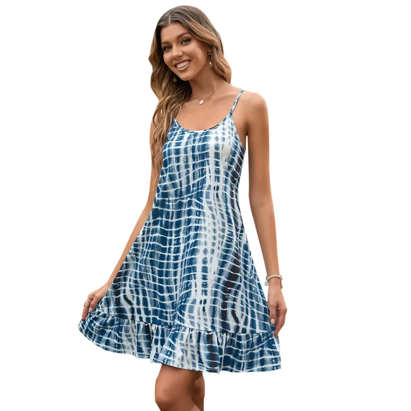 Plaid Bodycon Dress Sexy Slim Fit Spaghetti Straps Trendy Style Perfect for Parties and Night Ou