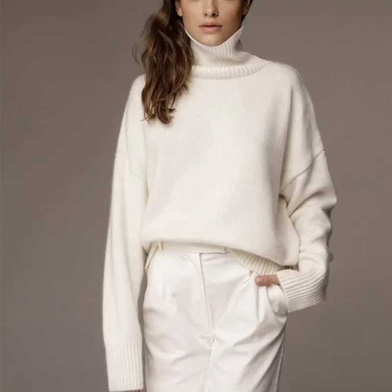 High Neck Loose Knit Sweater Soft Fabric Multiple Colors Autumn Winter Style Ready to Ship Whole