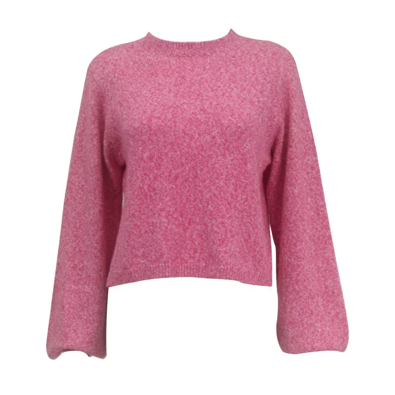 Knit Sweater Round Neck Long Sleeve Sexy Backless Tie Design Short Style Casual Wear for Autumn