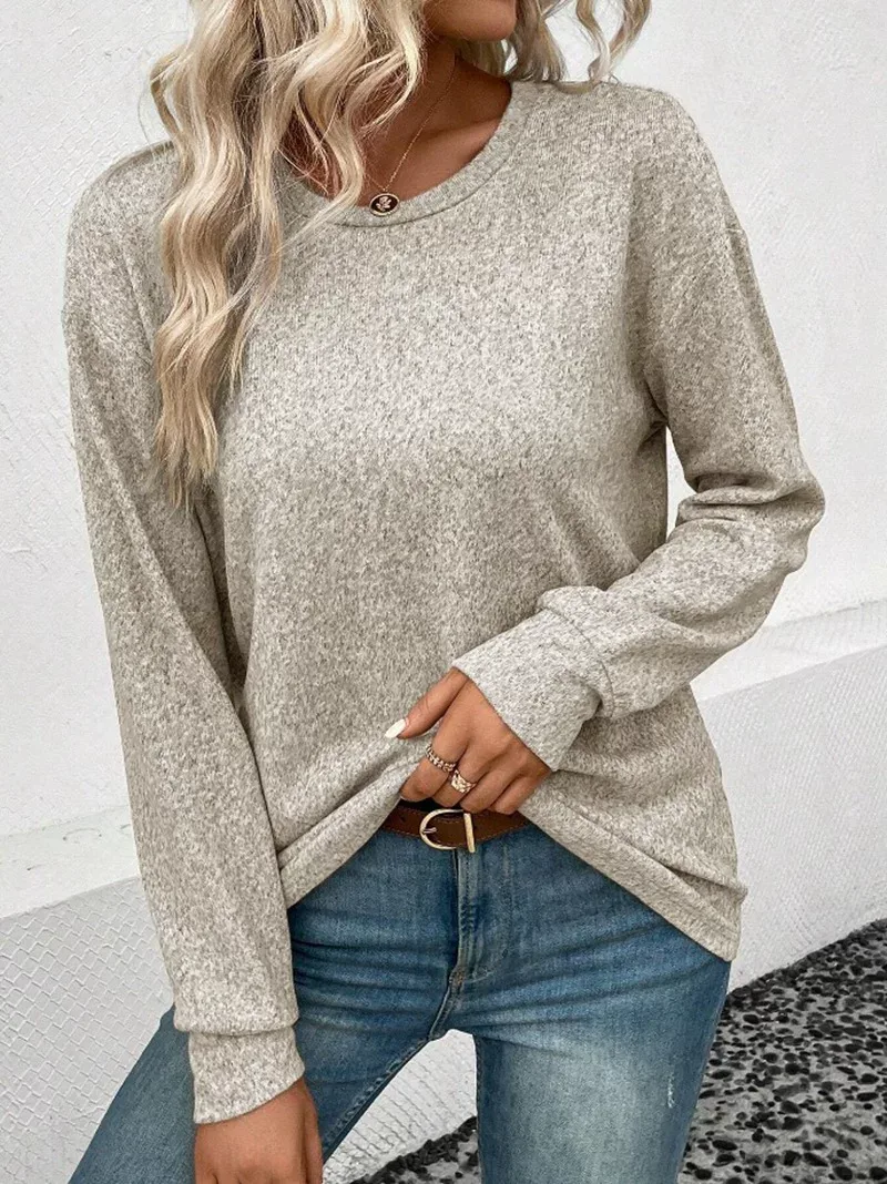Casual Loose Fit Solid Color Sweater Round Neck Autumn Winter Comfortable Fabric Wholesale Avail