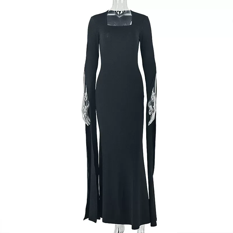 Elegant Long Sleeve Bodycon Dress Slim Fit Solid Color Off Shoulder Neckline Perfect for Parties