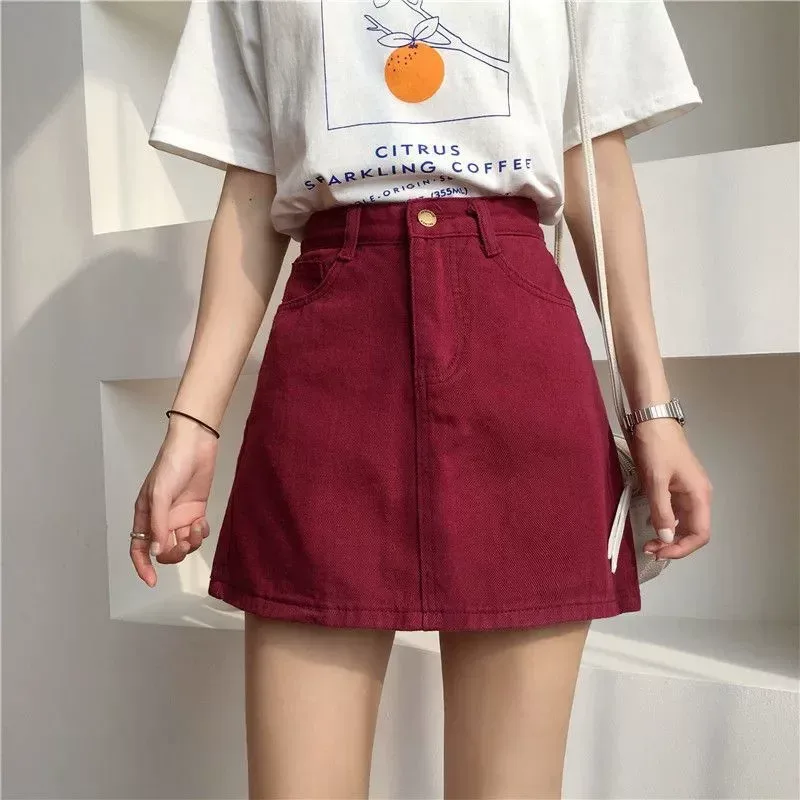 高腰牛仔短裙女2023夏季新款学生显瘦半身裙大码百搭包臀a字裙子
