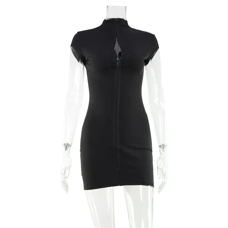 Slim Fit Hollow Out Dress Solid Color Sexy Style Short Length Perfect for Parties or Night Out W