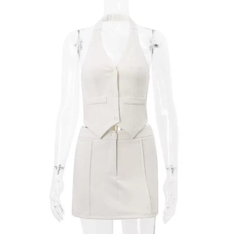 French Vintage Sleeveless Button Up Cardigan Irregular Vest Chic Crop Top Fall Outfit for Trendy