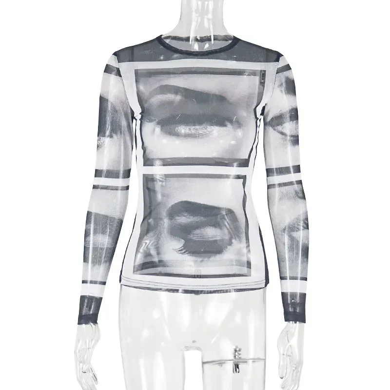 Womens Striped Printed T Shirt Loose Fit Long Sleeve Comfortable Fabric Casual Streetwear Top Wh