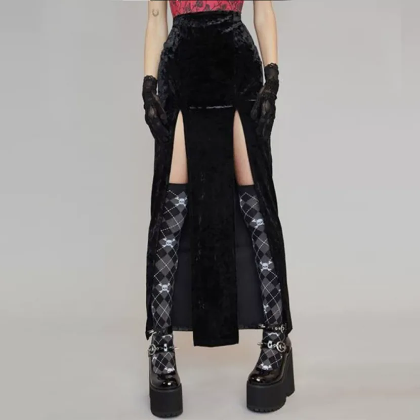 Womens Street Style Rock Inspired Split Hem Skirt Sexy Design Halloween Theme Autumn Winter Coll